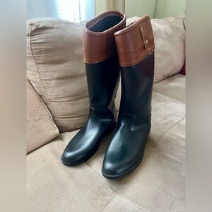 Black and Brown Tall full leather and rubber size 10 women’s Riding Boots
